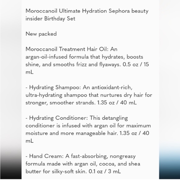 🆕 Moroccanoil Ultimate Hydration Sephora Beauty Insider Birthday Set, 4 Piece - Picture 3 of 3